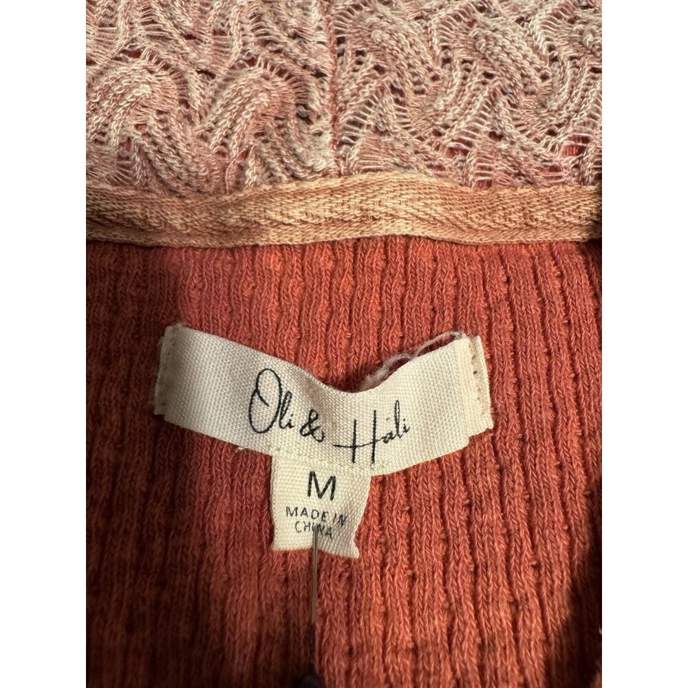 Anthropologie Oli & Hali Knit Pullover Sweater M Hoodie Thrashed Open Orange - Picture 13 of 15